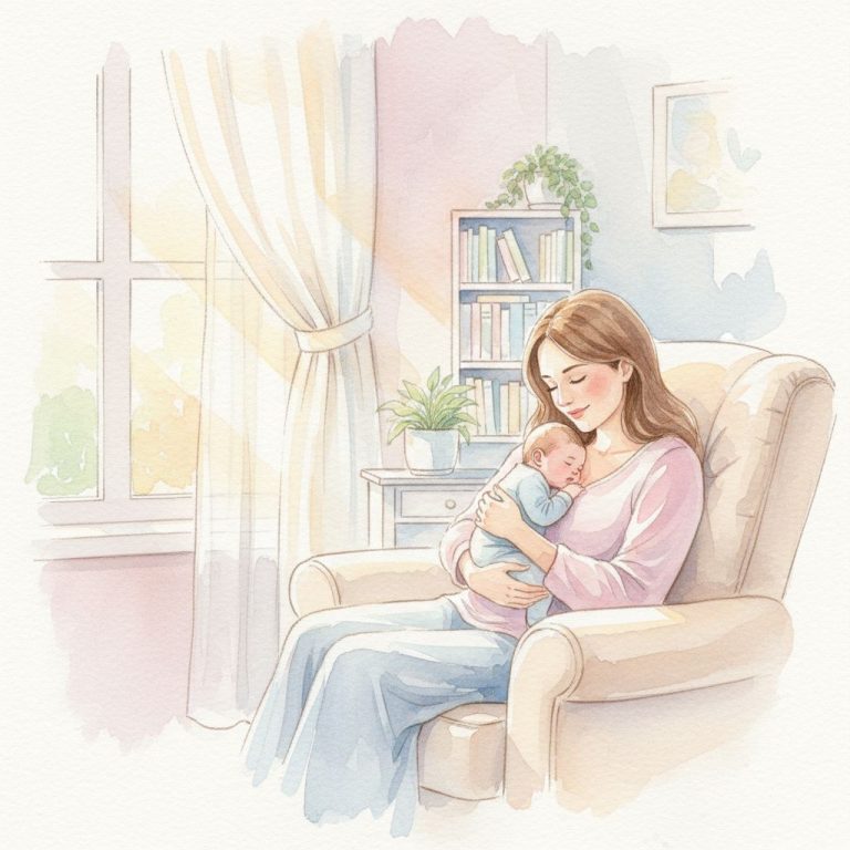 Mamma che allatta serenamente il suo neonato