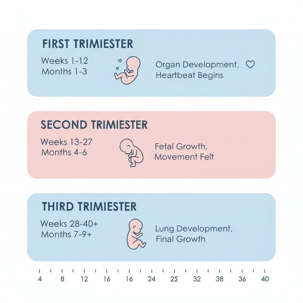 Infografica trimestri gravidanza con settimane gravidanza mesi