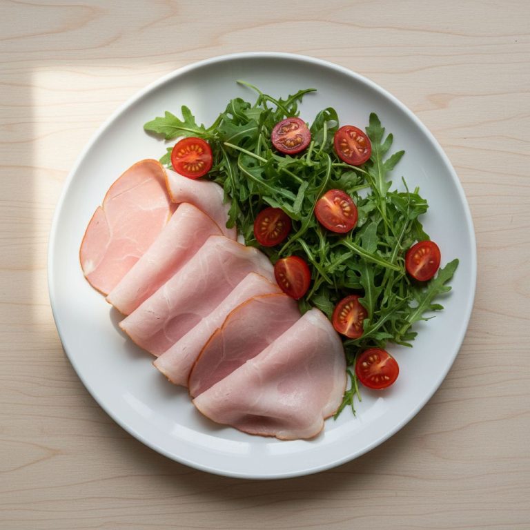 Prosciutto cotto in gravidanza servito su piatto con verdure fresche