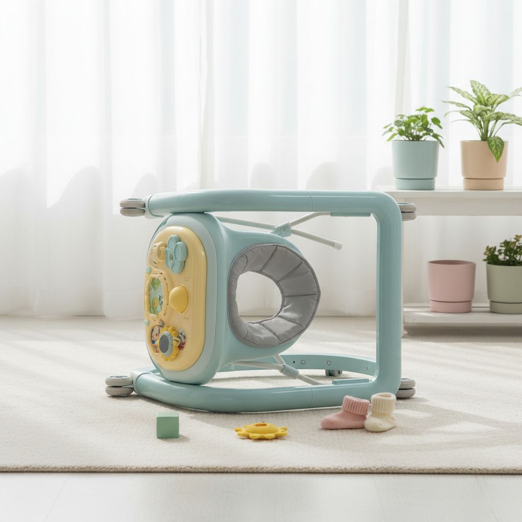 Mamma che gioca a terra con il neonato come alternativa sicura al girello