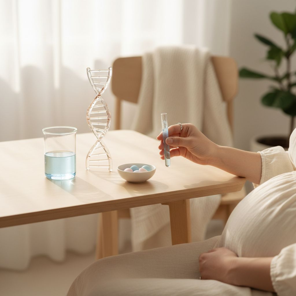 Futura mamma consulta risultati test genetico gravidanza con il medico