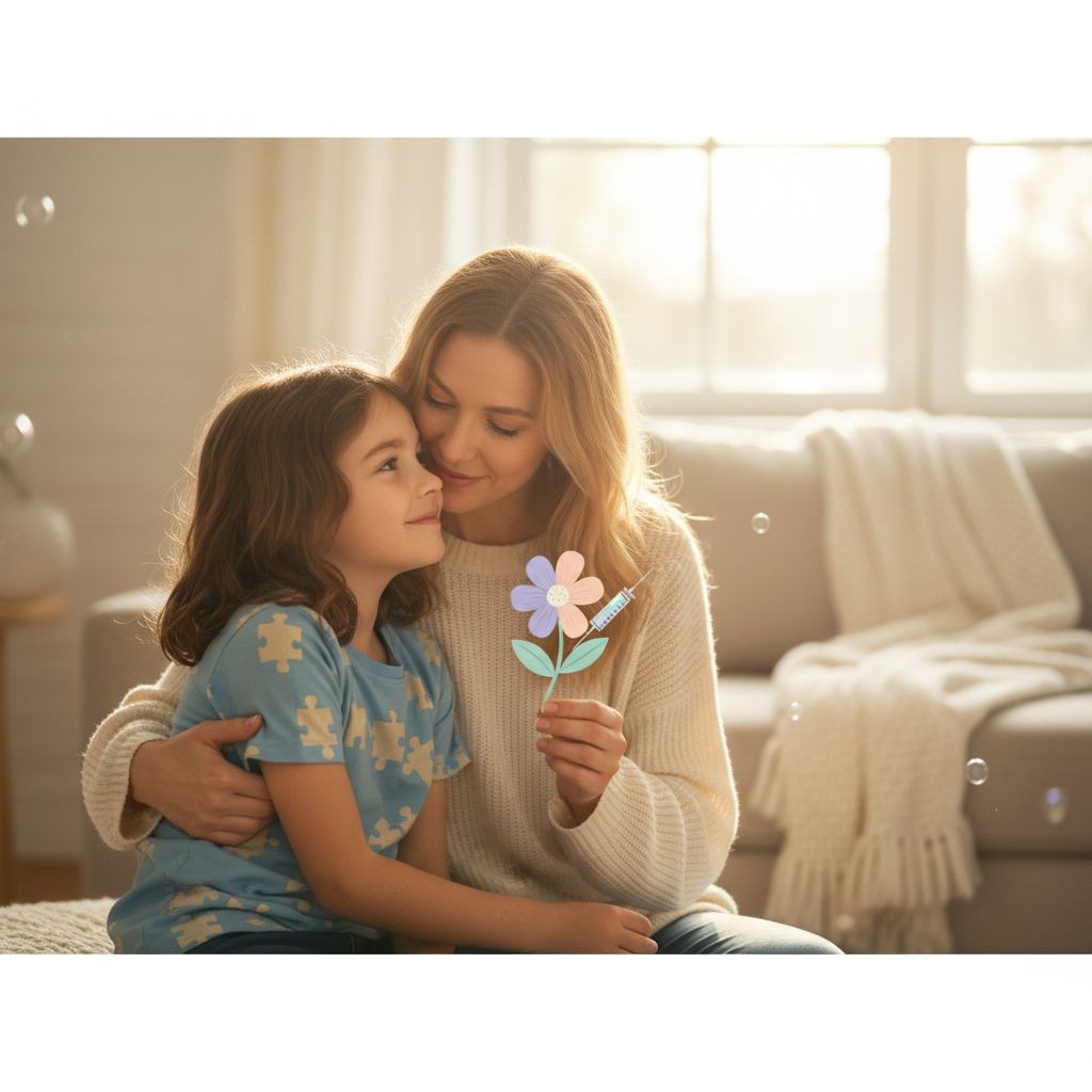 Mamma che tiene in braccio il suo bambino dopo la vaccinazione - vaccini e autismo verità scientifica