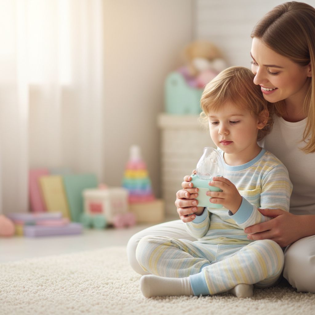 Asma Bambini: 7 Segreti Essenziali per Gestirla con Serenità 2 Mamma che conforta bambino con asma durante un controllo pediatrico