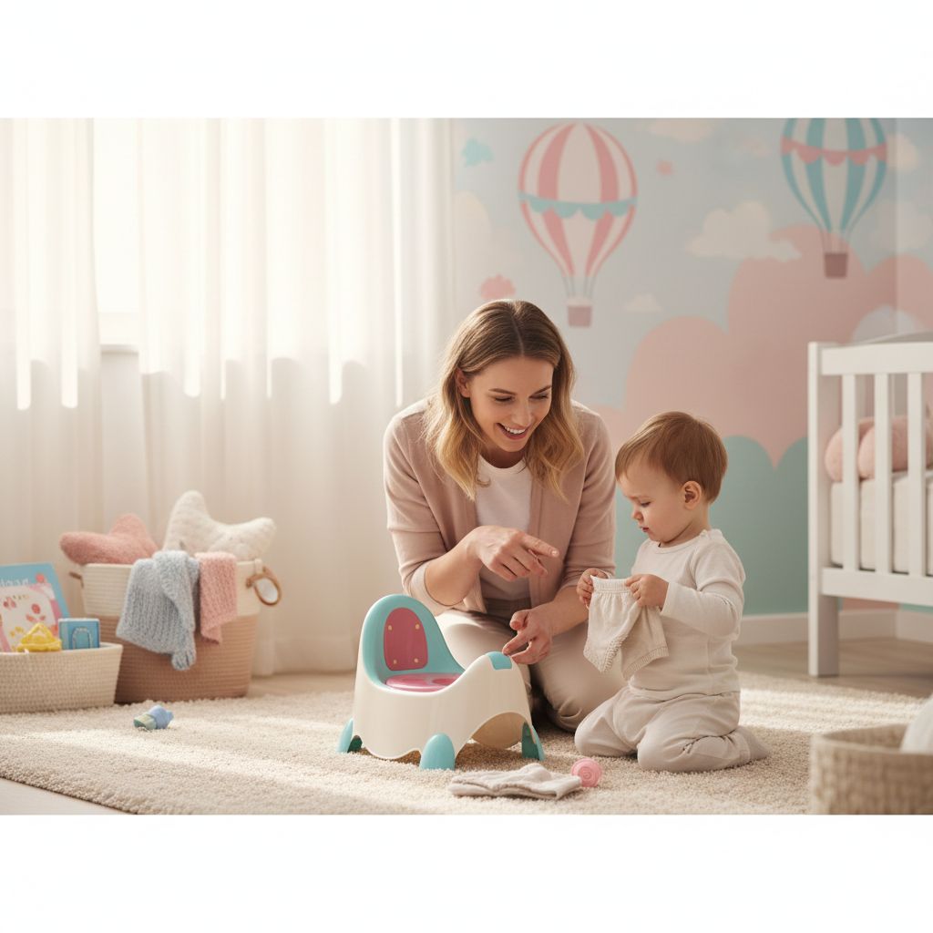 Come Togliere il Pannolino: 7 Segreti Essenziali per Riuscirci 6 Bambino sorridente seduto sul vasino mentre impara come togliere il pannolino