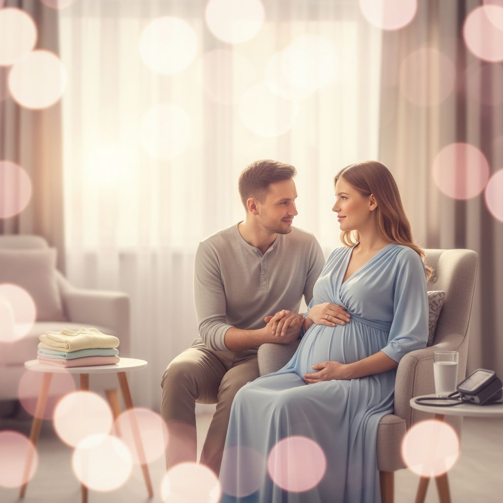 Mamma in gravidanza durante visita ginecologica per controllo preeclampsia