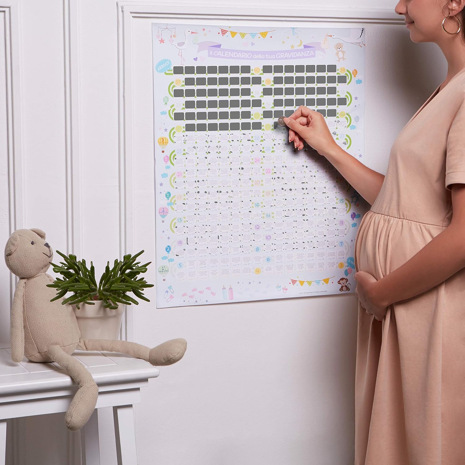 Calcolo settimane gravidanza: come sapere a che punto sei (Guida aggiornata 2025) 3 Calendario della gravidanza con caselle da grattare