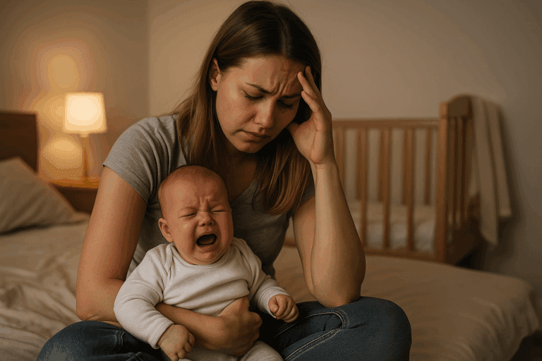 Mamma esausta e stressata perché il neonato non dorme