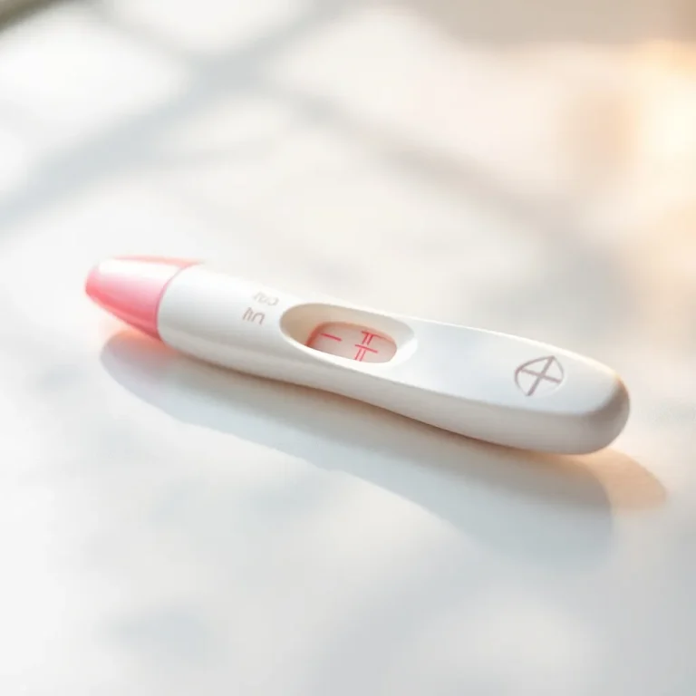 Test gravidanza positivo con due linee rosa chiare