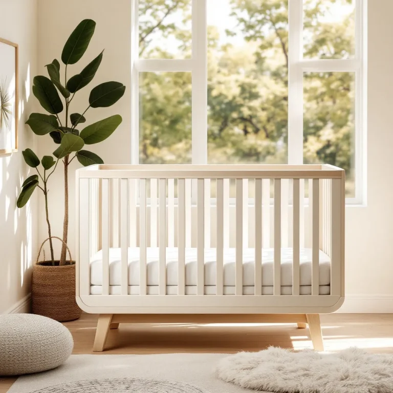 Culla neonato moderna in legno naturale con design sicuro