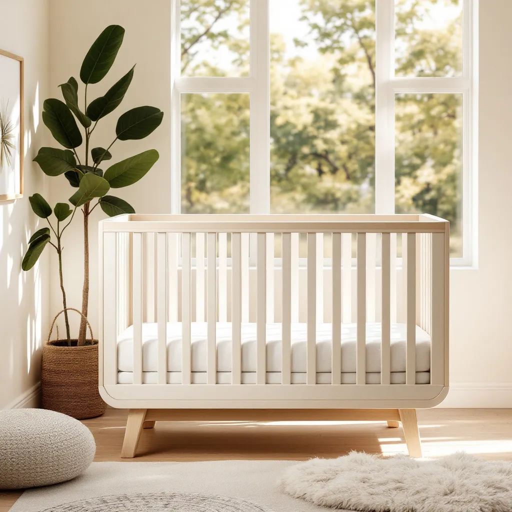 Culla neonato moderna in legno naturale con design sicuro