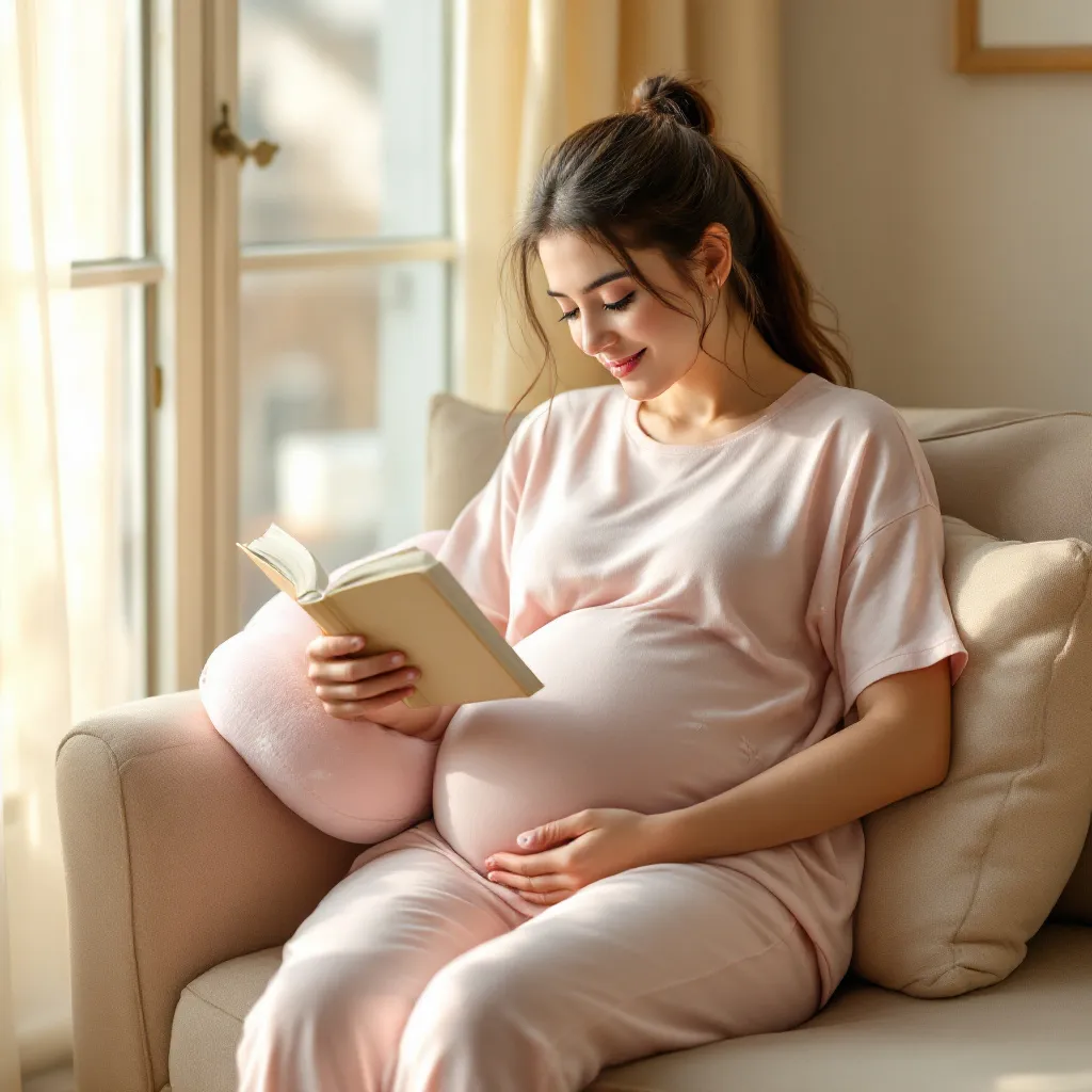 Utilizzo versatile del cuscino gravidanza come supporto per la lettura