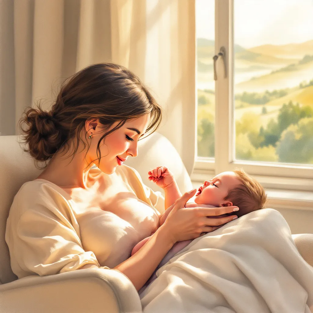 Madre che allatta neonato prevenendo cacca verde attraverso dieta equilibrata