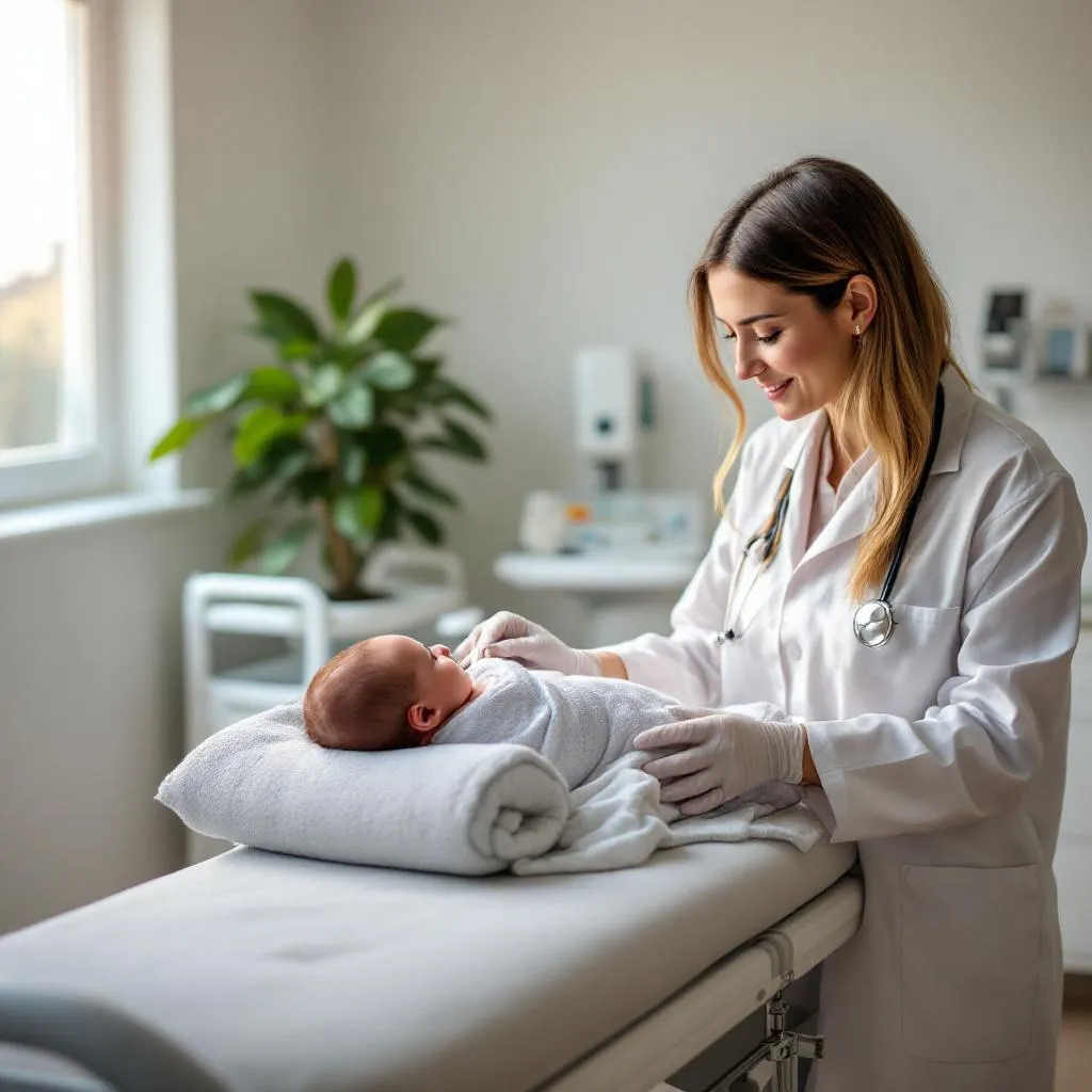 Controllo pediatrico fontanella neonato visita medica