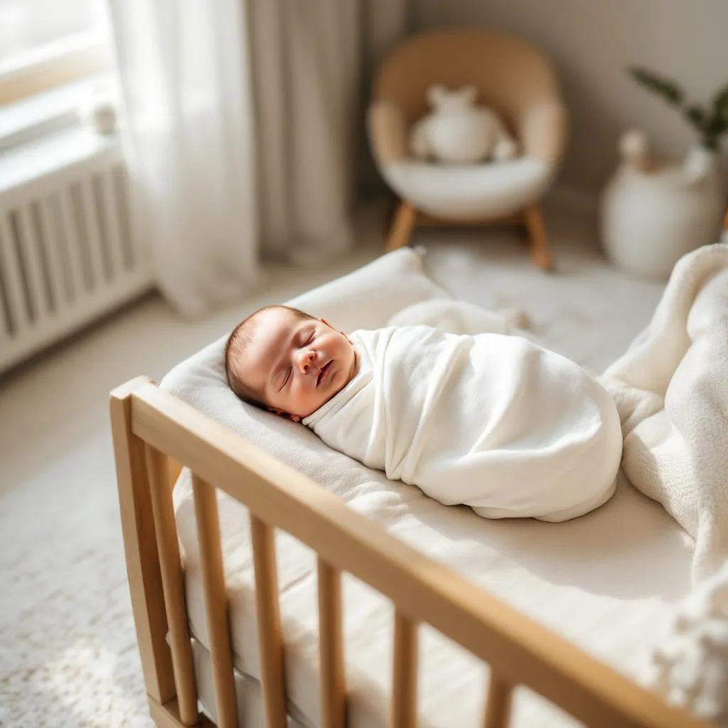 neonato fasciato sicuramente con mussole neonato bianche