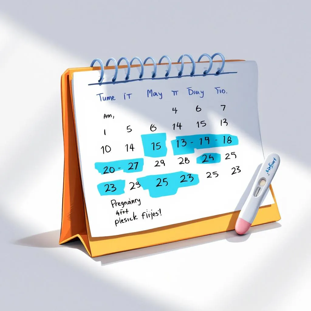 Calendario con giorni segnati per calcolare dopo quanto fare test gravidanza