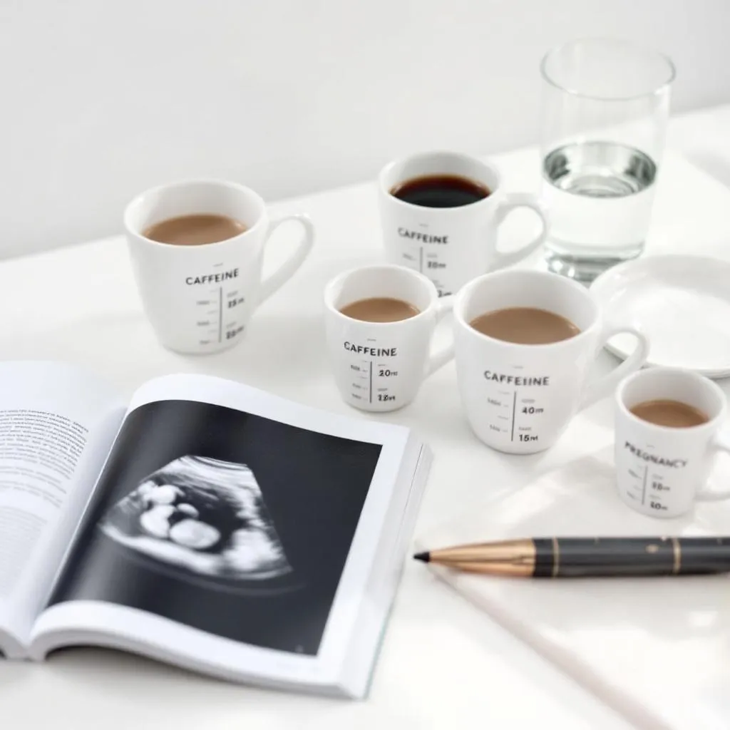 Tazze di caffè in gravidanza con indicazioni sul contenuto di caffeina
