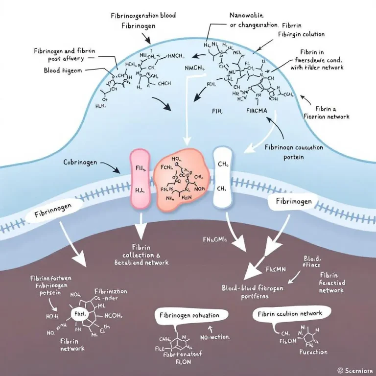 Illustrazione medica del processo di coagulazione del fibrinogeno alto in gravidanza