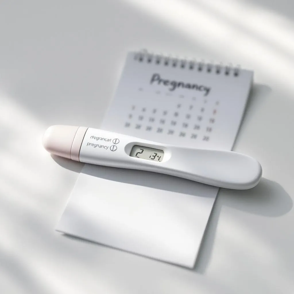 Test di gravidanza precoce su calendario per calcolare i tempi giusti