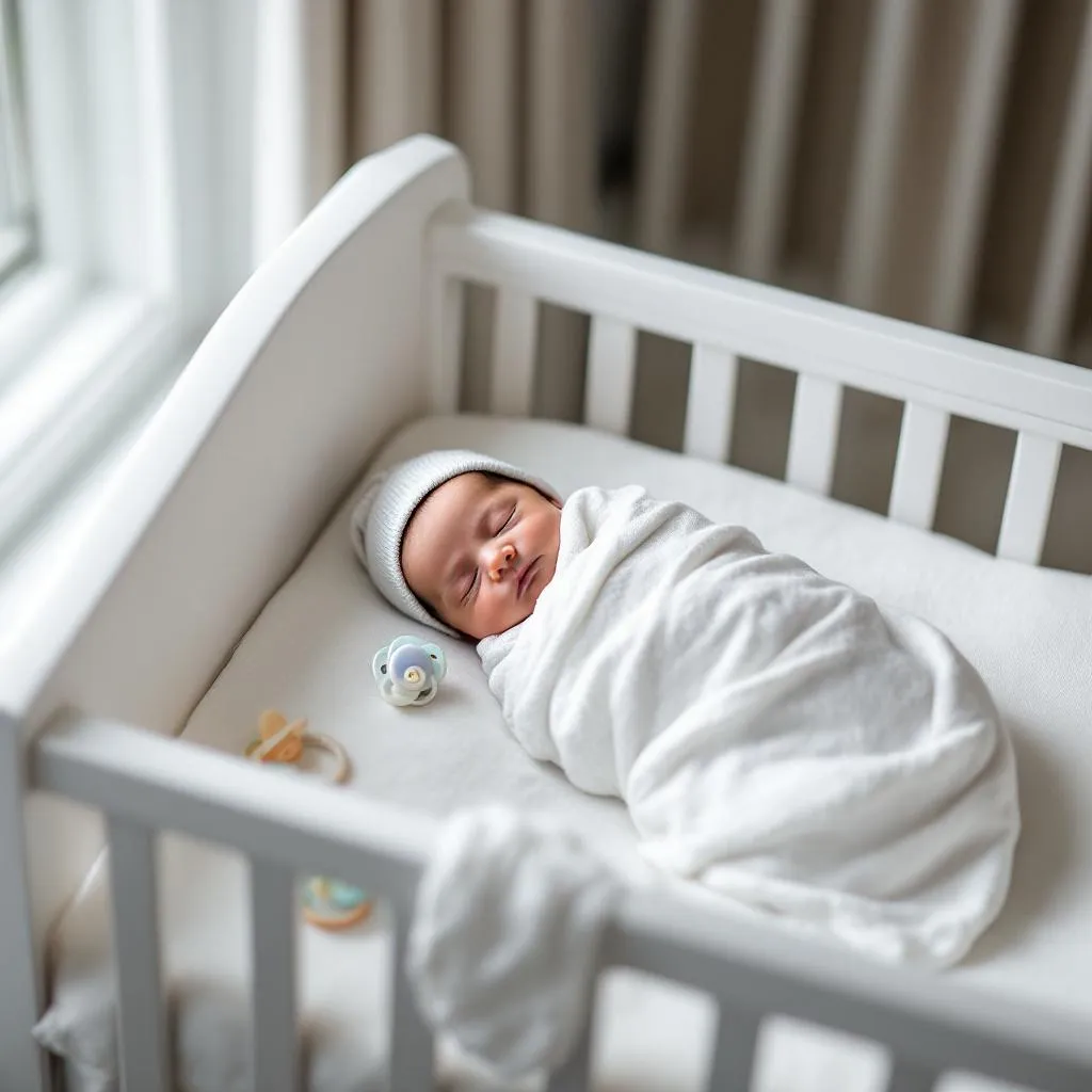 Neonato che dorme serenamente con ciuccio per neonati