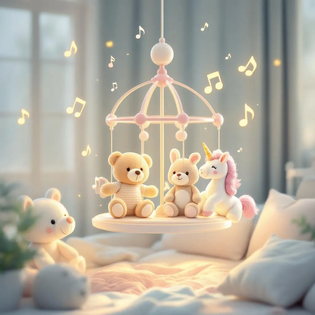 Carillon neonato con animaletti colorati in cameretta