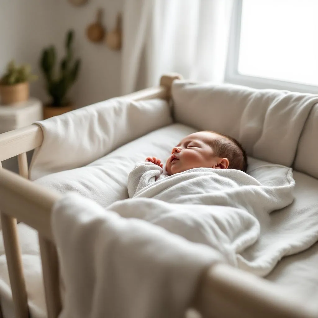 Neonato che dorme serenamente con copertina neonato sicura