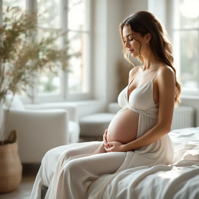 Donna in gravidanza con perdite gialle che consulta informazioni mediche
