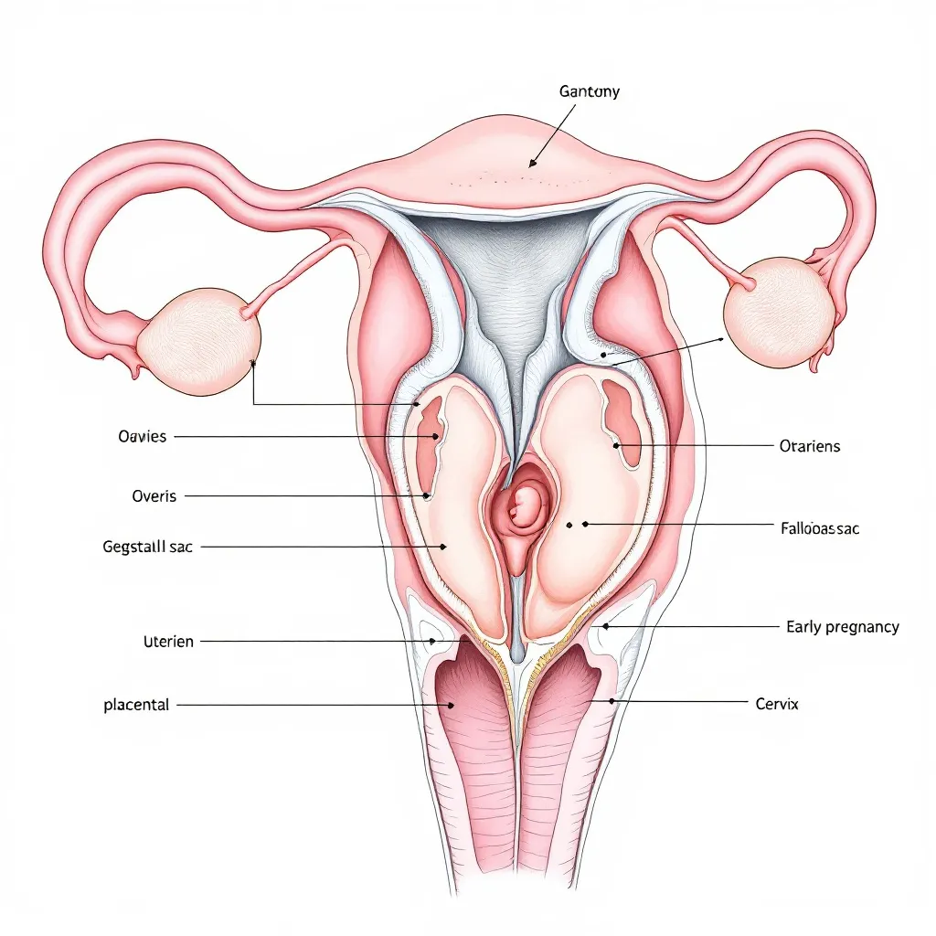 Perdite bianche inizio gravidanza - illustrazione medica sistema riproduttivo